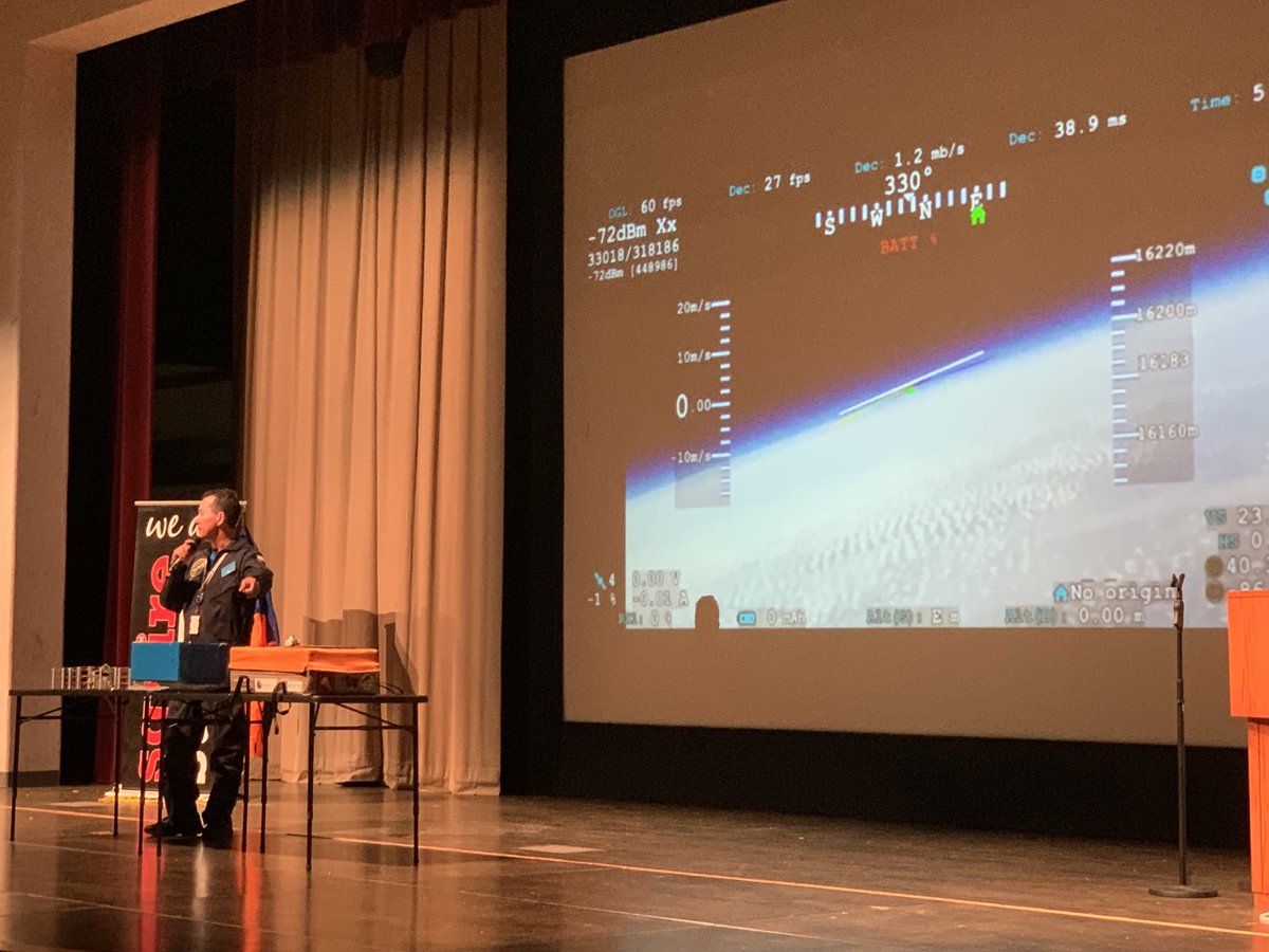 jonlippe's tweet photo. Bobby Russell is here speaking to our students about his work with NASA, in particular sending experiments in to space with the use of high altitude balloons. #SquireStem @ManchesterSupt Our students will be sending four modules into space in the coming months. https://t.co/yRfYMTxZxI
