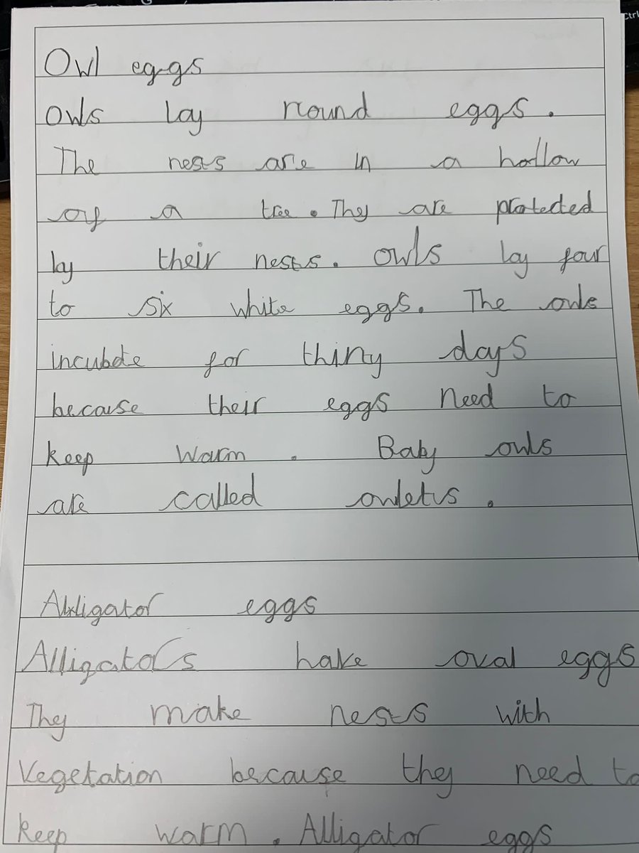 BWA_Sheffield's tweet photo. Our Y1s have been reading The Odd Egg and have written their own non fiction texts about alligator eggs and owl eggs. The children have really impressed us with their handwriting, phonics and use of vocabulary!
#reading @astreaacademies #weareastrea https://t.co/EOAUmXKpmw