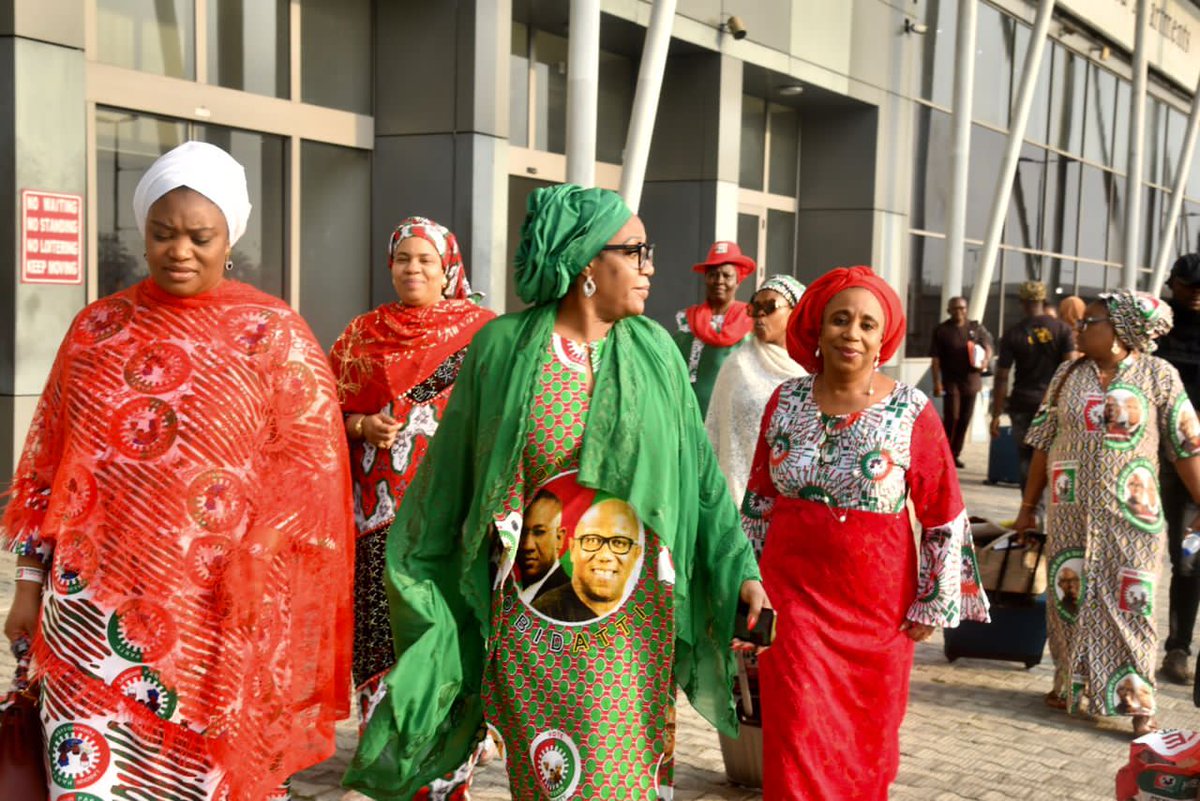 PeterObi's tweet photo. Our spouses, Margaret Obi and Aisha Baba-Ahmed, and their team has arrived in Port Harcourt -The Garden City - this morning, to engage their fellow women. Our commitment to gender mainstreaming and parity remains absolute. https://t.co/1RJRtNLanL