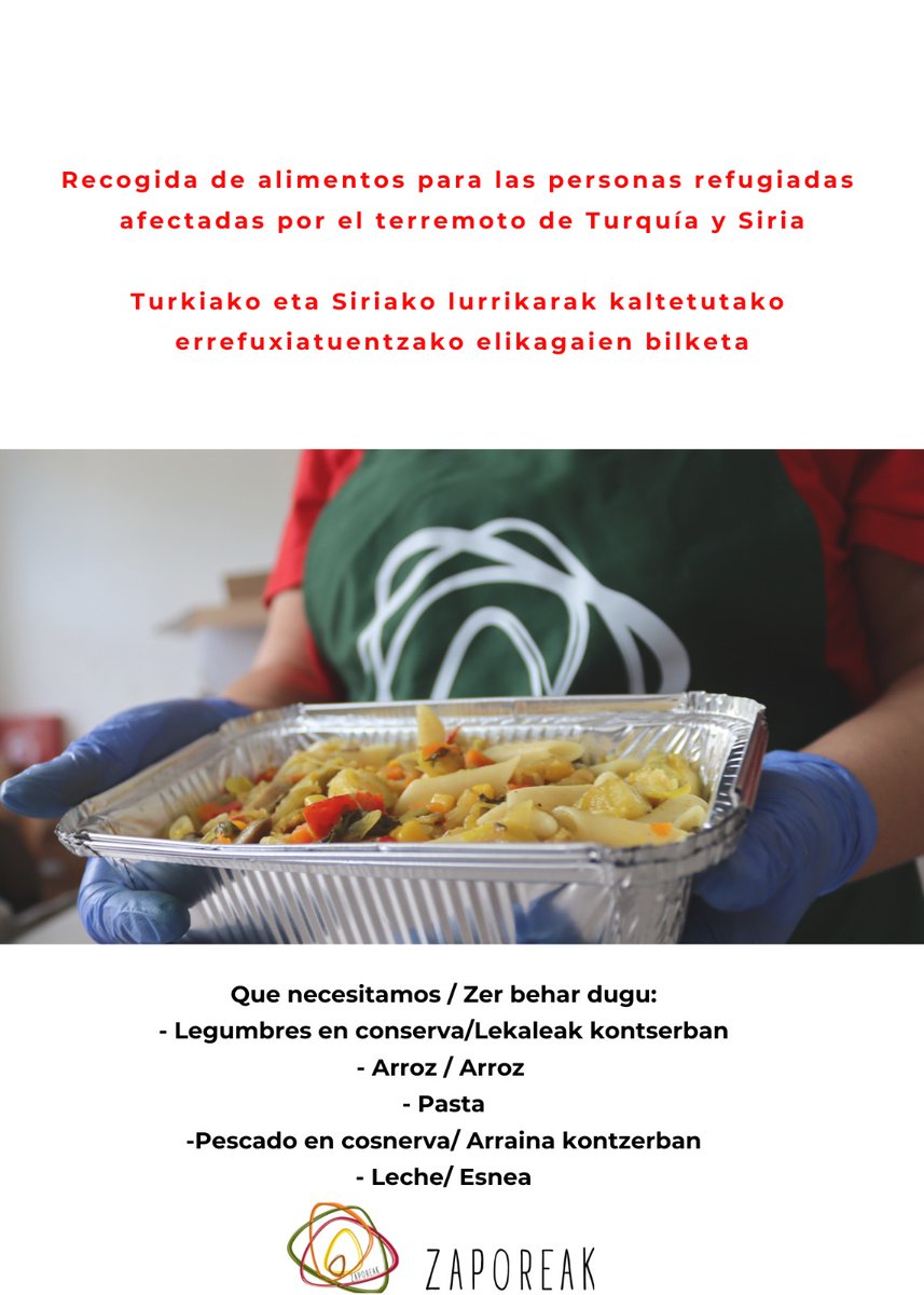 ArrateFP's tweet photo. Nos sumamos a la campaña de recogida de alimentos para los afectados por los terremotos de Turquía y Siria organizada por ONG @ProyectoSabores  Gracias a Mireia y a todas las personas voluntarias por ponernos tantas facilidades para ayudar a los demás https://t.co/ETtvL0vAUb https://t.co/w5QFZNnaYC