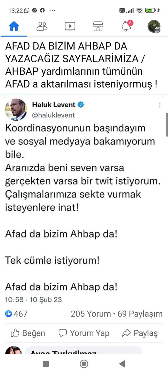 AFAD da bizim Ahbap da bizim