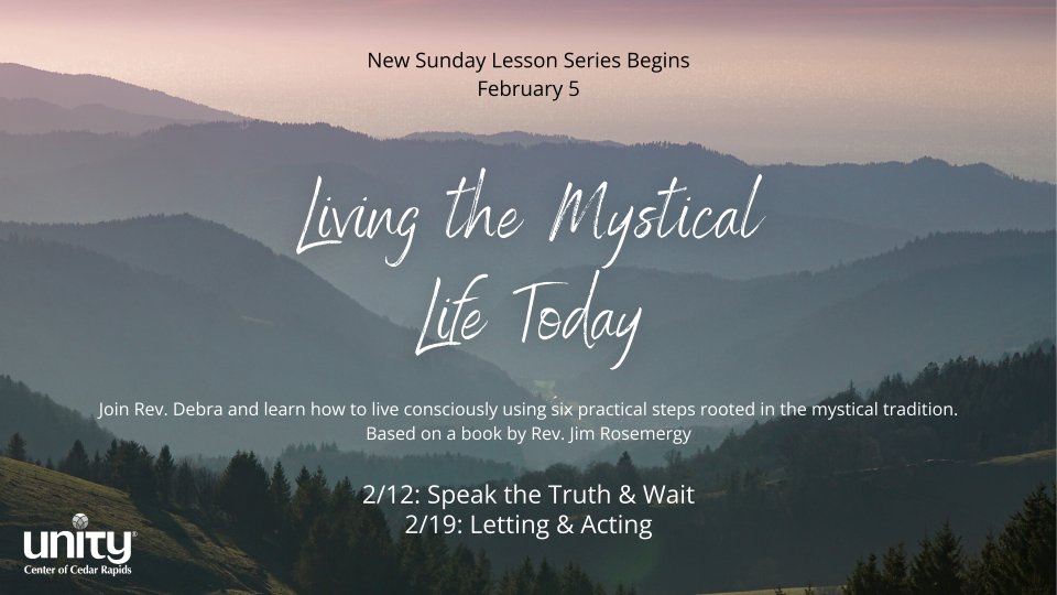 UnityofCR's tweet image. Join at Unity CR for “Speak the Truth &amp;amp; Wait” the second of this 3 part series. - mailchi.mp/unitycr/join-a… #spiritual #PositivePath #OnlineChurch #NewThought