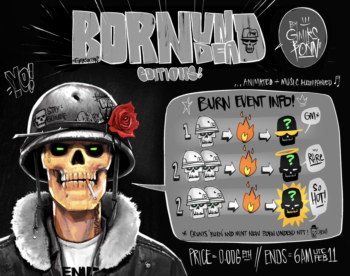 💥STEELPOT GRUNT GIVEAWAY💥

We are giving away a 6 PACK of GRUNTS to 1 lucky person! (6 is needed for full set!)

💀Retweet &amp; like 
💀Tag 3 homies 
💀Follow <a href="/GenuineUndead/">Genuine Undead</a> <a href="/MENESthePharaoh/">MENESthePharaoh</a> <a href="/gimiksborn/">GIMIKS🥕</a> 

Its less than 24 hrs until the #BORNUNDEAD Open Edition mint closes! LFG! 🥕