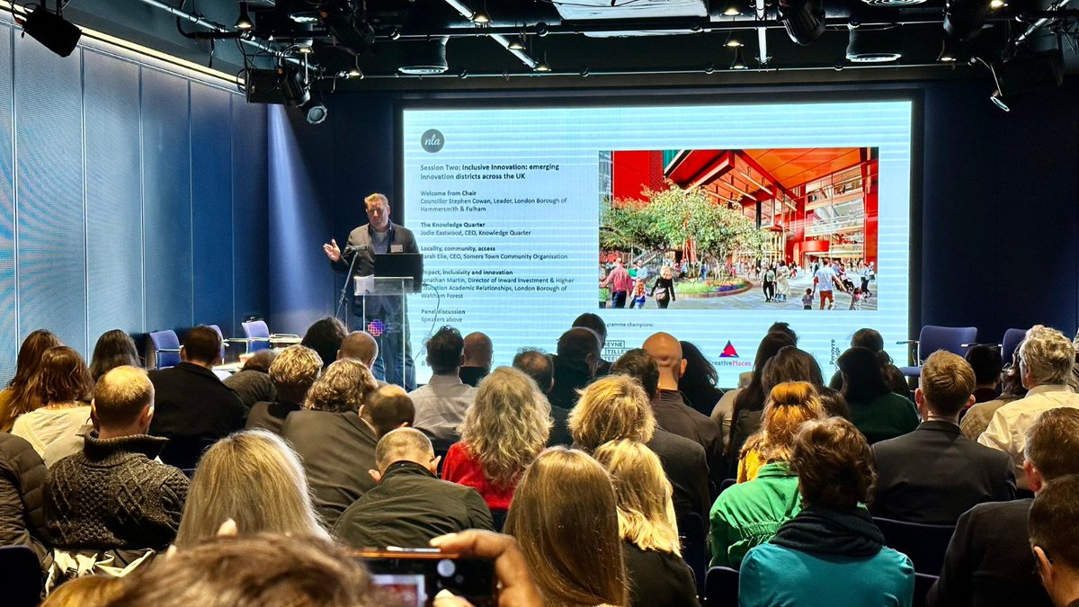 nlalondon's tweet photo. Councillor Stephen Cowan, Leader, @LBHF kicks off session two as we explore inclusive innovation and emerging innovation districts across the UK.
#NLAEducation #NLAHealth https://t.co/uKRX4TVWWy