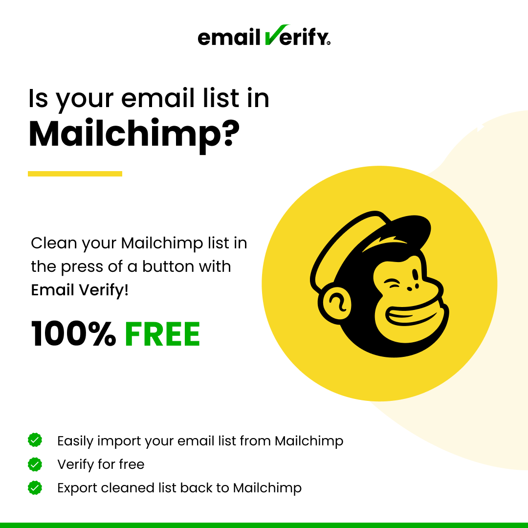 memailv's tweet image. Utilize our Mailchimp Integration with Email Verify to increase deliverability and engagement rates of your email campaigns. 

Try it out: mslm.io/cloud/email-ve…

#mailchimpintegration #increasedeliverability  #emailmarketing #mailchimp #emailverifyapi #emailverify #mslm