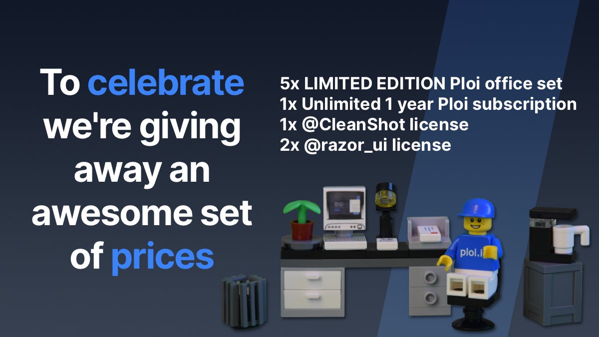 To celebrate, we have an awesome list of updates and an awesome giveaway! 🎁

Winnable:

- 5x LIMITED EDITION Ploi Office Set
- 1x Unlimited 1 year <a href="/ploi_deploy/">Ploi</a> Subscription
- 1x <a href="/CleanShot/">CleanShot</a> license
- 2x <a href="/razor_ui/">Razor UI</a> license (Application || Blade)

To win: Retweet, follow &amp; like! 💙