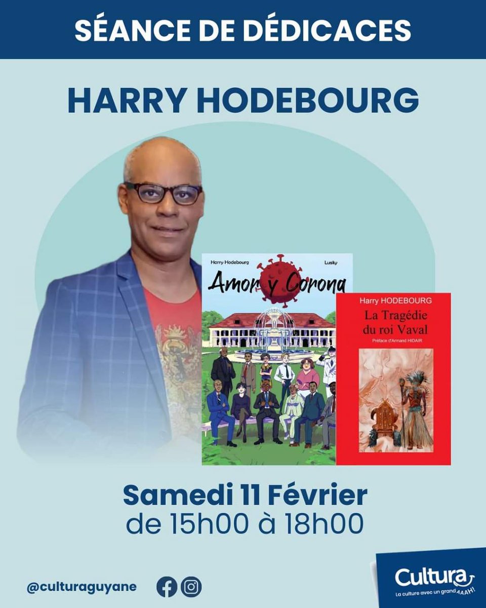 HarryHodebourg's tweet photo. Rendez-vous Samedi 11 février avec Harry HODEBOURG en dédicace :
- 10h - 13h : La Cas'à Bulles à #Cayenne #Guyane
- 15h - 19h : Cultura Family Plaza à #Matoury
"La Tragédie du roi Vaval" #Carnaval
"Amor y Corona" #BD #Humour https://t.co/mC1Jd4mwk1