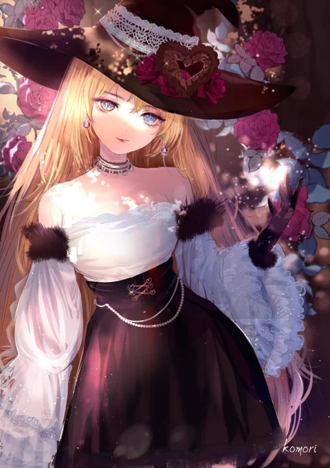 #私の作品の好きなところはどこですか教えていただけましたらとてもうれしいですイラストはバレンタインにちなんだダークチョコ魔女です 