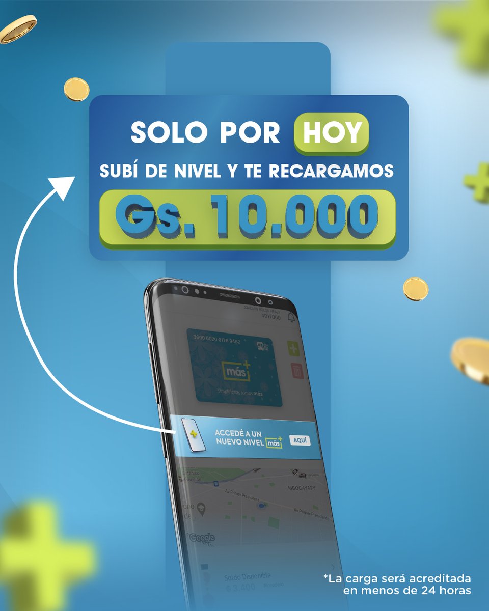 mastarjetapy's tweet photo. ¡Subí de nivel HOY y te regalamos Gs 10.000 para que puedas usar las nuevas funciones!😎📲 https://t.co/nDUCSroUhA