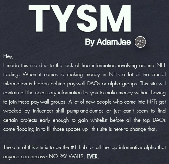 TYSM - FREE Crypto Information Platform (@tysm_online) / Posts / X
