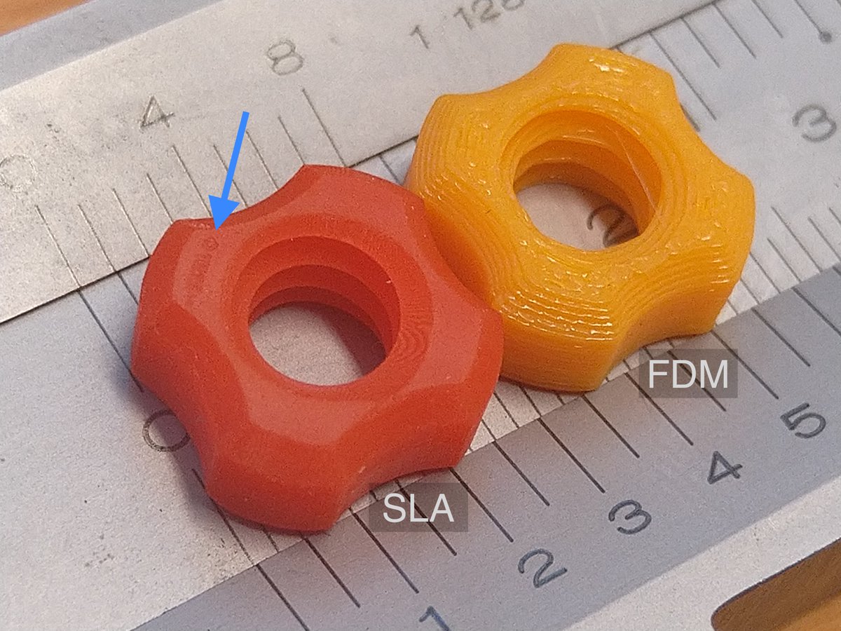 Stemfie3D's tweet photo. Doing some tests #3Dprinting the #Stemfie3D nut on a @Prusa3D #SL1S resin 3D printer. Amazingly, the marking on the nut shows up on the print! Want to try it yourself? Download the nut at: https://t.co/Ea98EWEMxg https://t.co/limQZuwW57