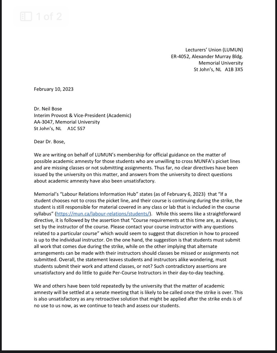 AlisonCoffin's tweet photo. Today @LUMUN_NL asked @MemorialU for clarity about academic amnesty for @MUNSU35 There is a lot of confusion about it &amp; it’s mid-term time. #FairDealAtMUN #FairDealAtMUNL https://t.co/6msQ7Fx6al