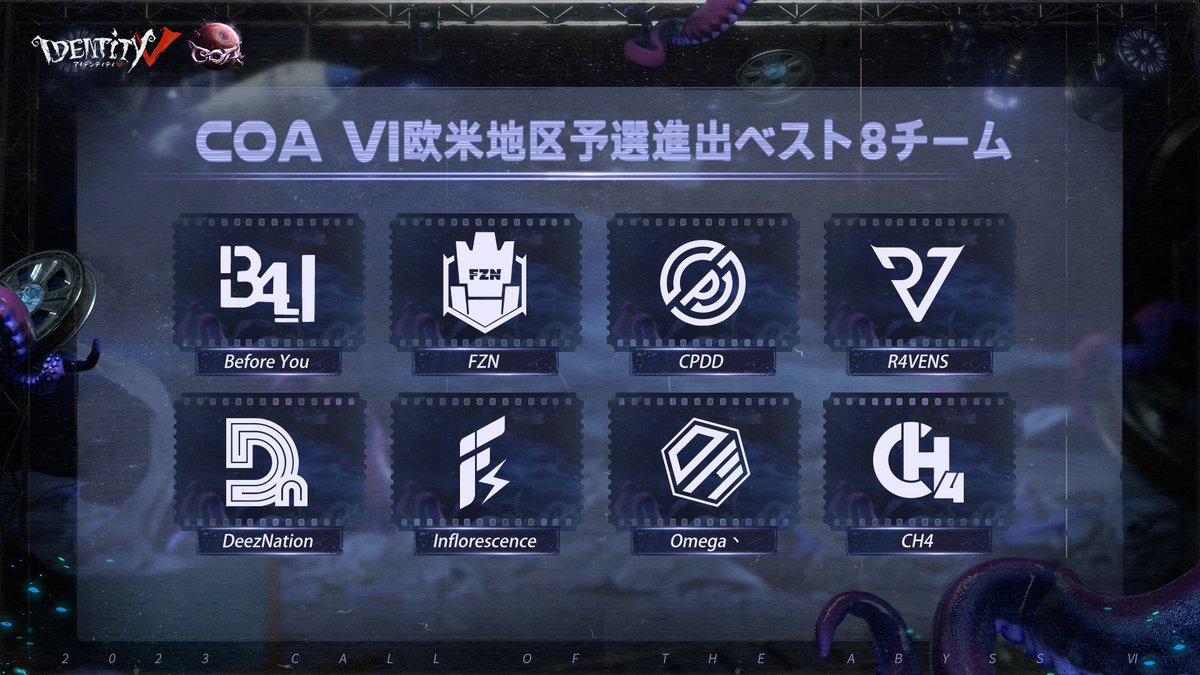IdentityVChamp's tweet photo. #第五人格COA
COA VI東南アジア地区、香港・マカオ・台湾地区、韓国地区と欧米地区
予選に出場するベスト8チームはこちら🏁
COA VI公式サイト↓
https://t.co/jUU3N03l7v
#第五人格 #IdentityV https://t.co/8M4qJgp46a