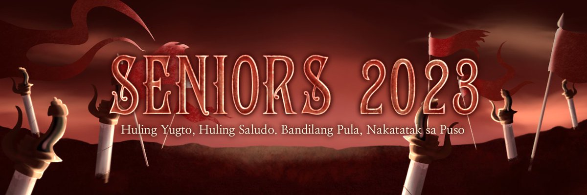 SPCPBATCH2023's tweet photo. “As long as we continue to fight, we are not yet defeated!” – Michie Zacharius 

SENIORS 2023, iwagayway ang bandilang pula! Ito na ang huling kabanata ng ating kwento. ❤️‍🔥

#SENIORS2023 #23NIORS #AngHulingLaban #KABANATA12

🎨: Lora De Jesus 
🖊: Kay Banez https://t.co/sO8NawIK7D