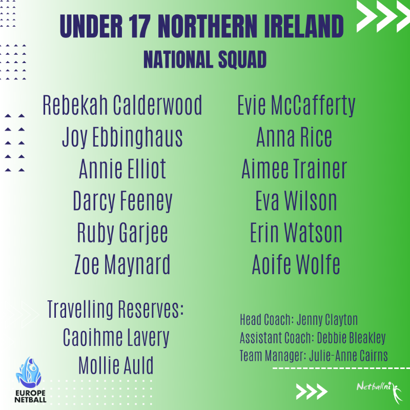netballni's tweet photo. 🚨U17 SQUAD ANNOUNCEMENT🚨

International Netball returns Feb 2023 as we host the U17 European Championship &amp; Challenge! 
@EuropeNetball

📍Antrim Forum, Northern Ireland
📅 Feb 23rd - 26th 2023
💚 10 countries
🏐 20 Matches

Find out more 👇👇👇