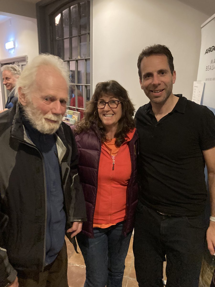 FionaNarburgh's tweet photo. Took my friend and neighbour Colin , aged 93, to see the talk by @MrMarkBeaumont. Fabulous talk for us cyclists. Mark inspired me to take on the cycling of the Uk coast adventure - almost finished ✅ https://t.co/yeABM9BUew