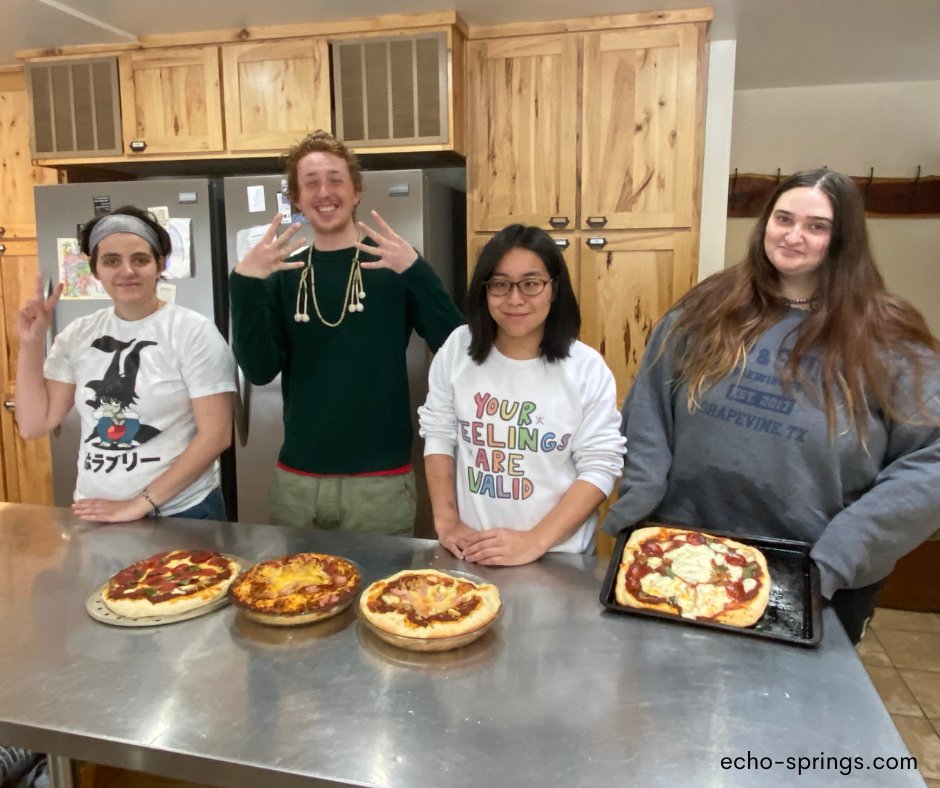 EchoSprings_ID's tweet image. Those faces say it all for these young people about to enjoy the fruits of their labor! The power of making your own pizza.🍕

#lifeskills #selfreliant #learningeveryday #makingpizza #cookingwithfriends #echosprings  #youngadulttherapy #transitionstudy #findyourpath #bestlife
