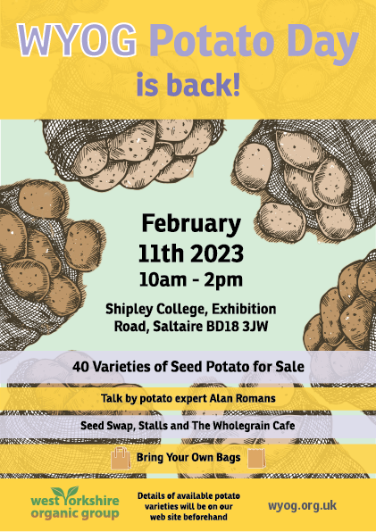 VegOnTheEdge (@vegontheedge) on Twitter photo Tomorrow Saturday 11 February it's <a href="/WYOG_org/">WY Organic Group</a> Potato Day including our Seed Swap! Pop down to Exhibition Hall, Shipley College #Saltaire between 10am to 2pm 🥔🌱 Tomorrow Saturday 11 February it's <a href="/WYOG_org/">WY Organic Group</a> Potato Day including our Seed Swap! Pop down to Exhibition Hall, Shipley College #Saltaire between 10am to 2pm 🥔🌱