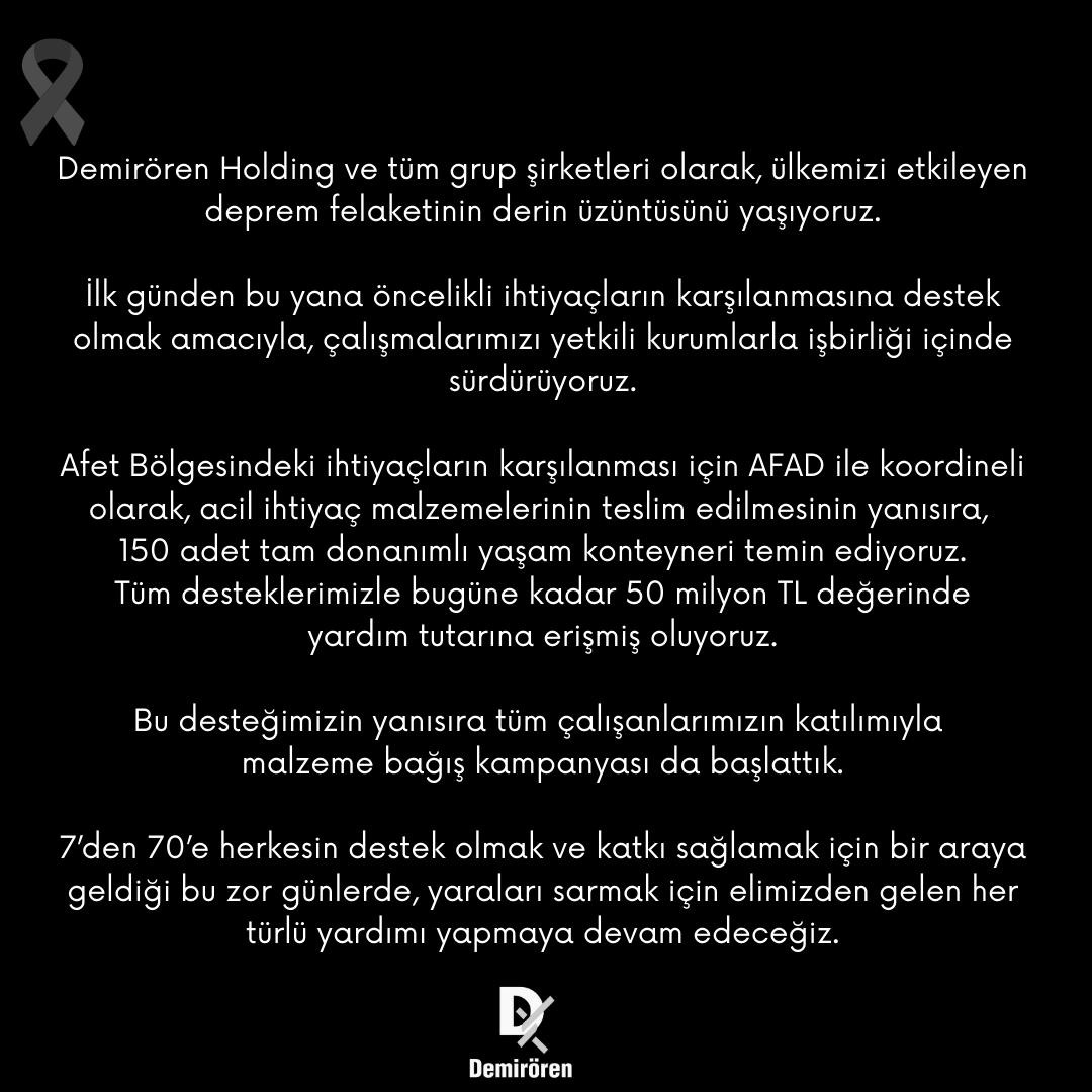 mislicom's tweet photo. Demirören Holding ve grup şirketleri olarak yaralarımızı sarmak için her türlü desteği vermeye devam edeceğiz. 

Hayatını kaybeden vatandaşlarımıza Allah'tan rahmet; yaralı vatandaşlarımıza acil şifalar diliyoruz.   

#GeçmişOlsunTürkiye #BizBeraberiz https://t.co/evVu4nnV7E