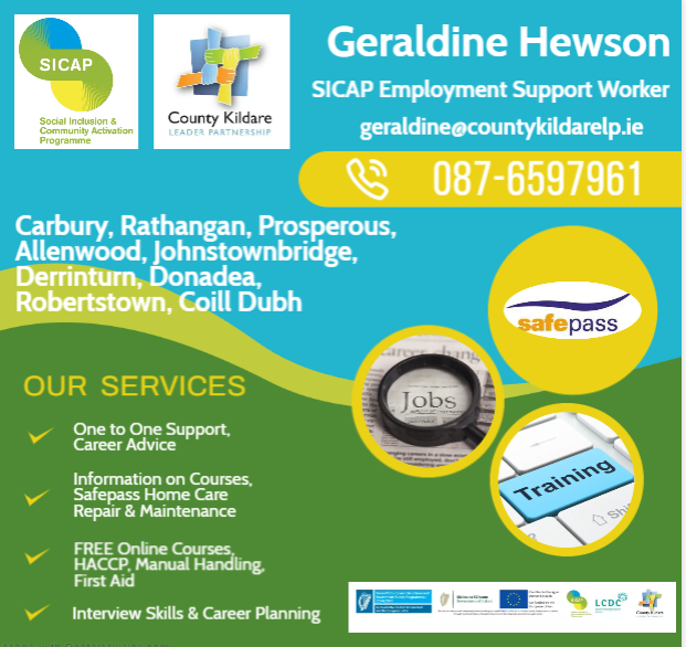 CountyKildareLP's tweet photo. #SICAP #SupportingIndividuals
For all your Employment Support needs in the areas listed
π± - Geraldine - 087-6597961
π§ geraldine@countykildarelp.ie https://t.co/FrfaFpd9bG