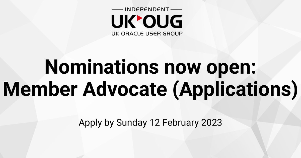 UKOUG's tweet image. DEADLINE SUNDAY: If you are interested in representing the #OracleApplications Community on the #UKOUG Board, apply on or before Sunday 12 February. Find out more: bit.ly/3j58J6D
