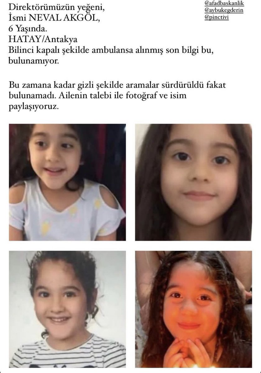 mehmetesk1974's tweet photo. Neval AKGÖL 6 yaşında bilinci kapalı olarak ambulansa koyulmuş 

Baba yoğun bakımda Anne başında 
İkizi babaanne ile Hatay Antakya da araç içinde bekliyor 

#NevalAkgöl  #Hatay 
@drfahrettinkoca  @tcailesosyal https://t.co/koMcs4BKPc