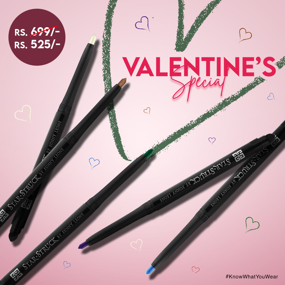 StarStruckbySL's tweet photo. A lot can happen over 5 dramatic shades of Colored Eye Definer.
- Smooth application,
- Precise lines,
- Waterproof & Smudge-free
- Paraben free formulation.
Comes with In-built sharpener & smudger.
.
#Eyemakeup #eyeDefiners #KajalForEyes #CrueltyFree #SunnyLeone https://t.co/pdKTOUa8Pt