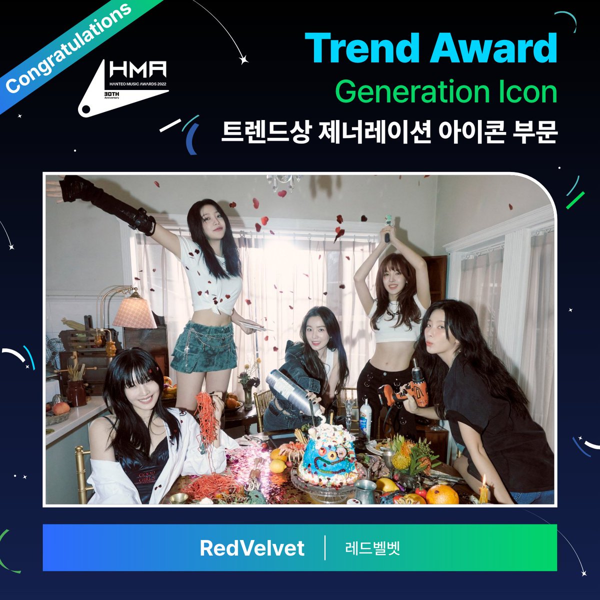 Hanteo_HMAs's tweet photo. #HMAs 30주년 한터뮤직어워즈 2022

🏆트렌드상 제너레이션 아이콘 부문
Trend Award - Generation Icon #RedVelvet

수상을 축하드립니다

#한터뮤직어워즈
#30th_HMAs_2022
#HanteoMusicAwards
@RVsmtown https://t.co/ldo9wD2xRM