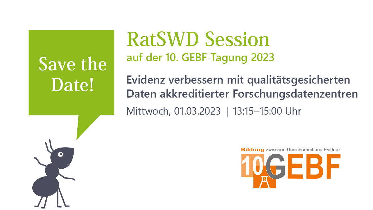 ratswd's tweet photo. 📢Bald findet die #GEBF2023 statt! Der #RatSWD und die #Forschungsdatenzentren #FDZ stellen ihr Datenangebot für die empirische Bildungsforschung vor! Session am ⏰Mittwoch, 01.03.2023 von 
13:15 bis 15:00 Uhr 👇
https://t.co/9HMA2qhTPb https://t.co/XmLg0cj4Wb
