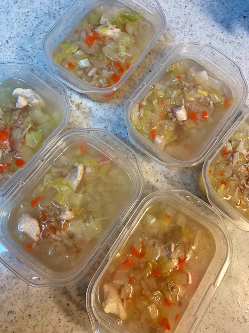 ライさんのかさましスープをここのところ作っている野菜が大好きで葉物はそのまま何枚でも欲しがるからグラグラ煮込んだライくん 生野菜は美味しいけど君には消化に悪いのよ 