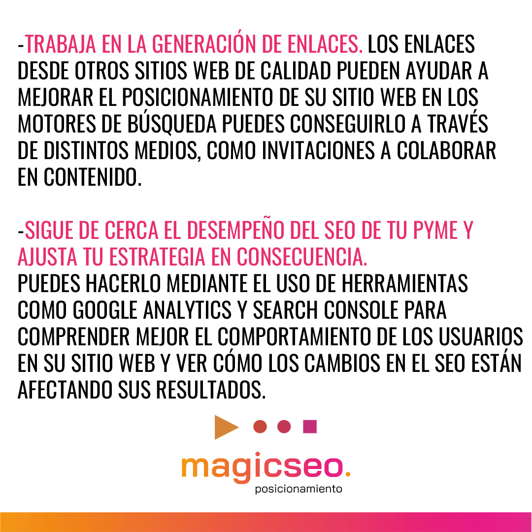 El SEO es una estrategia relevante para una pyme. Si te tomas el tiempo para entender cómo funciona y sigues una estrategia bien planeada, puede ayudar a impulsar el crecimiento de tu negocio.

#pyme #SEO #posicionamiento #GoogleAnalitycs #negocio