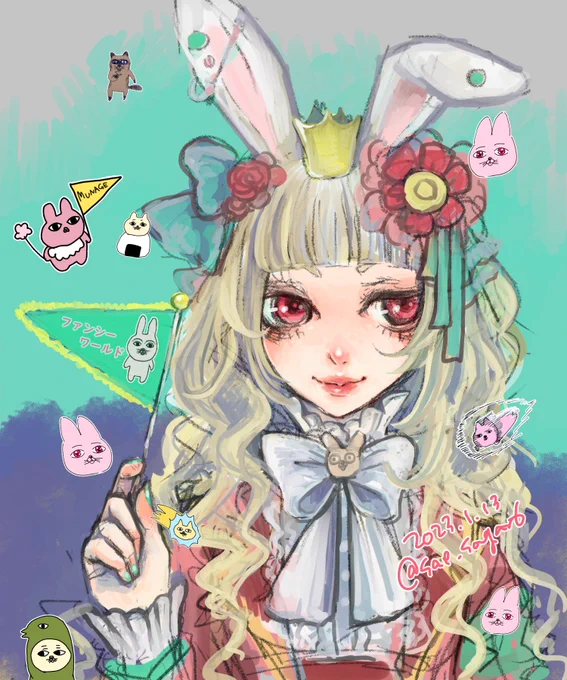 今年最初に描いたうさちゃん(挨拶文無しバージョン) 