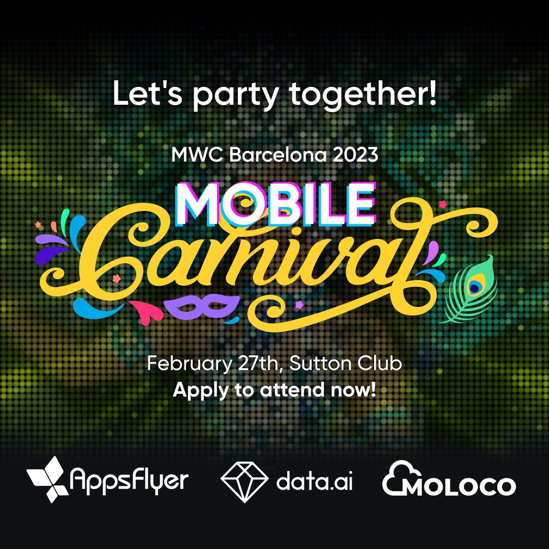 SensorTower's tweet photo. https://t.co/TH8VAU9cbQ is back to Barcelona and better than ever.

This time, we're bringing a MWC party that you can't miss!

Color, music and festival vibes - this is our most epic party yet.

📅 February 27th
📍 Sutton Club, Barcelona

RSVP Now 👉 https://t.co/znnA9lUVG4 https://t.co/LPKeipOAEM