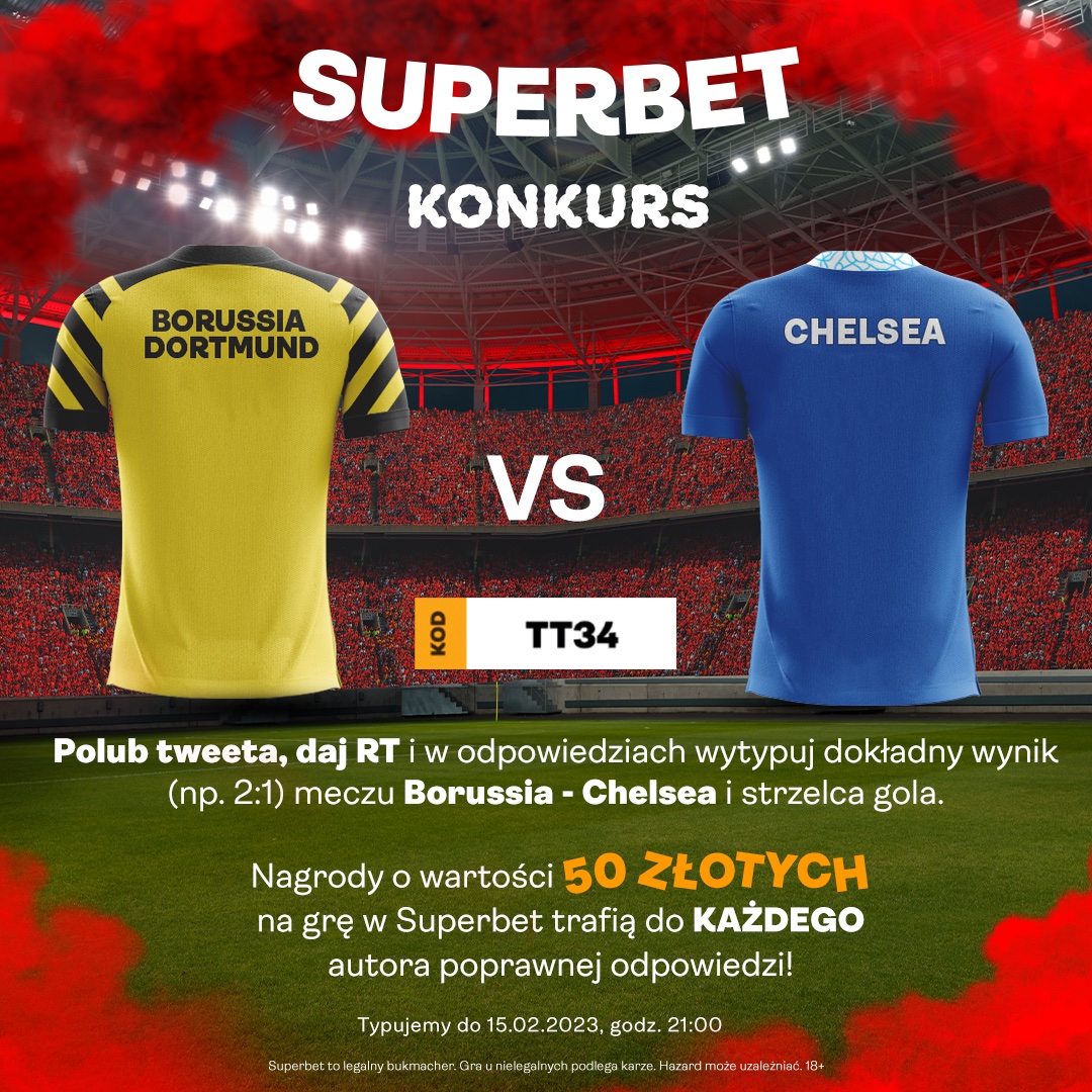 SuperbetPL's tweet photo. #KONKURS na 1/8 finału Ligi Mistrzów! 🏆
✅Zaobserwuj @SuperbetPL
♥️Polub tweeta i 🔁daj RT
🎁 Bonus 50 zł🤑 dla KAŻDEGO z poprawnym typem! Typować można raz! #GoSuper 
---
𝐏𝐒. 𝐍𝐚 𝐬𝐭𝐚𝐫𝐭 𝐝𝐨 𝟑𝟕𝟓𝟒 𝐏𝐋𝐍 za rejestrację z kodem TT34  https://t.co/d2yJLHy8Q2 https://t.co/TiA4omyCje