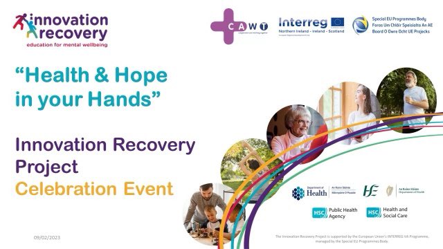 InnovationRecov's tweet photo. Today we are at the Silverbirch Hotel in Omagh for the ‘Health & Hope in your Hands’ event celebrating the successful delivery of the Innovation Recovery project, a project supported by the European Union’s INTERREG VA Programme, managed by the SEUPB. #ChangeMyStory #InteregVA https://t.co/pCVhWcZA32