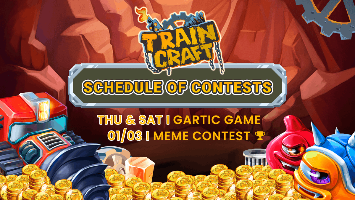 👋 Hey, miners!

A quick reminder to our all contests 👀 Read more about it - discord.gg/traincrafts 👈

Let's boost #traincraft on @Twitter! Invite your friends and share this contest everywhere ✨

#traincraft #traincraftgame #P2E #NFT