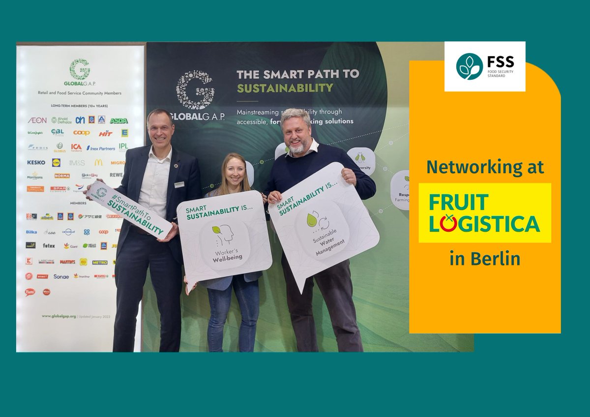 #Smart #Sustainability is the protection of workers' well-being and #humanrights. Thank you <a href="/GLOBALGAP/">GLOBALG.A.P.</a> Kristian Möller and Lutz Hartmann FruitBox Africa for the inspiring exchange yesterday at <a href="/FRUITLOGISTICA/">Messe Berlin</a> in #Berlin. We look forward to our continuing cooperation. 🌎👨🏿‍🌾🌱