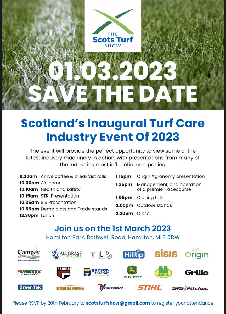 TLS- Turf lighting solutions (@tlsturf) on Twitter photo SAVE THE DATE!!! Not long now until we participate in The Scots Turf Show 2023, still time to register for this event at scotsturfshow@gmail.com #TheScotsTurfShow <a href="/ScotsturfShow/">Scots Turf Show</a> SAVE THE DATE!!! Not long now until we participate in The Scots Turf Show 2023, still time to register for this event at scotsturfshow@gmail.com #TheScotsTurfShow <a href="/ScotsturfShow/">Scots Turf Show</a>