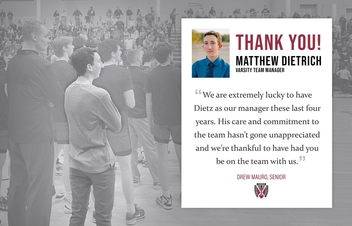 DowlingBball's tweet photo. Senior Night! One of the most important roles on the team and deserved of his own post!  We are grateful for the time and energy you have devoted to your 2023 class, this basketball program and Dowling Catholic High School.  Thank you, Dietz.

#GoMaroons @MaroonCrew https://t.co/3BuxGci1X5