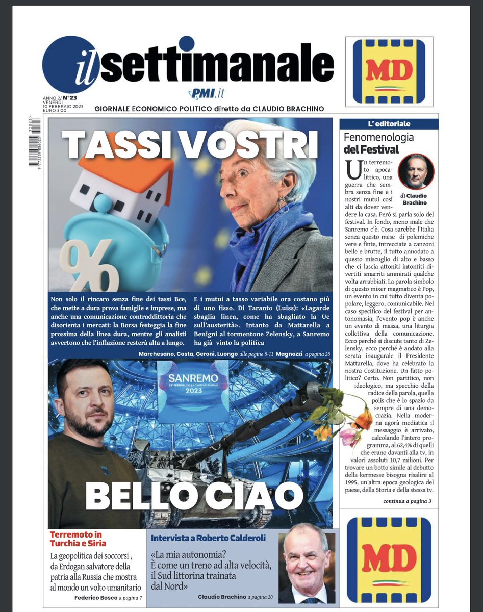 alelu62's tweet photo. “Il rialzo dei tassi d’interesse non serve ad abbattere l’inflazione in Italia, causata da aumento costo materie prime”. Mia intervista al prof #DiTaranto della @UniLUISS su #IlSettimanale diretto da @CBrachino. La @Lagarde continua a sbagliare, anche nella comunicazione, ahimè https://t.co/OplDAWc7gf
