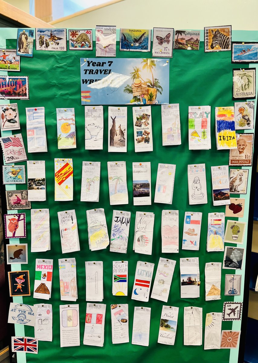 WyedeanLibrary's tweet photo. Such a beautiful display of travel writing from our year 7's✈️ I thoroughly enjoyed being transported to an assortment of holiday destinations 🏖️I awarded prizes to the top 10 for their exceptional efforts, both in their presentations and in the use of descriptive language 👏 https://t.co/FFfYItAJI6