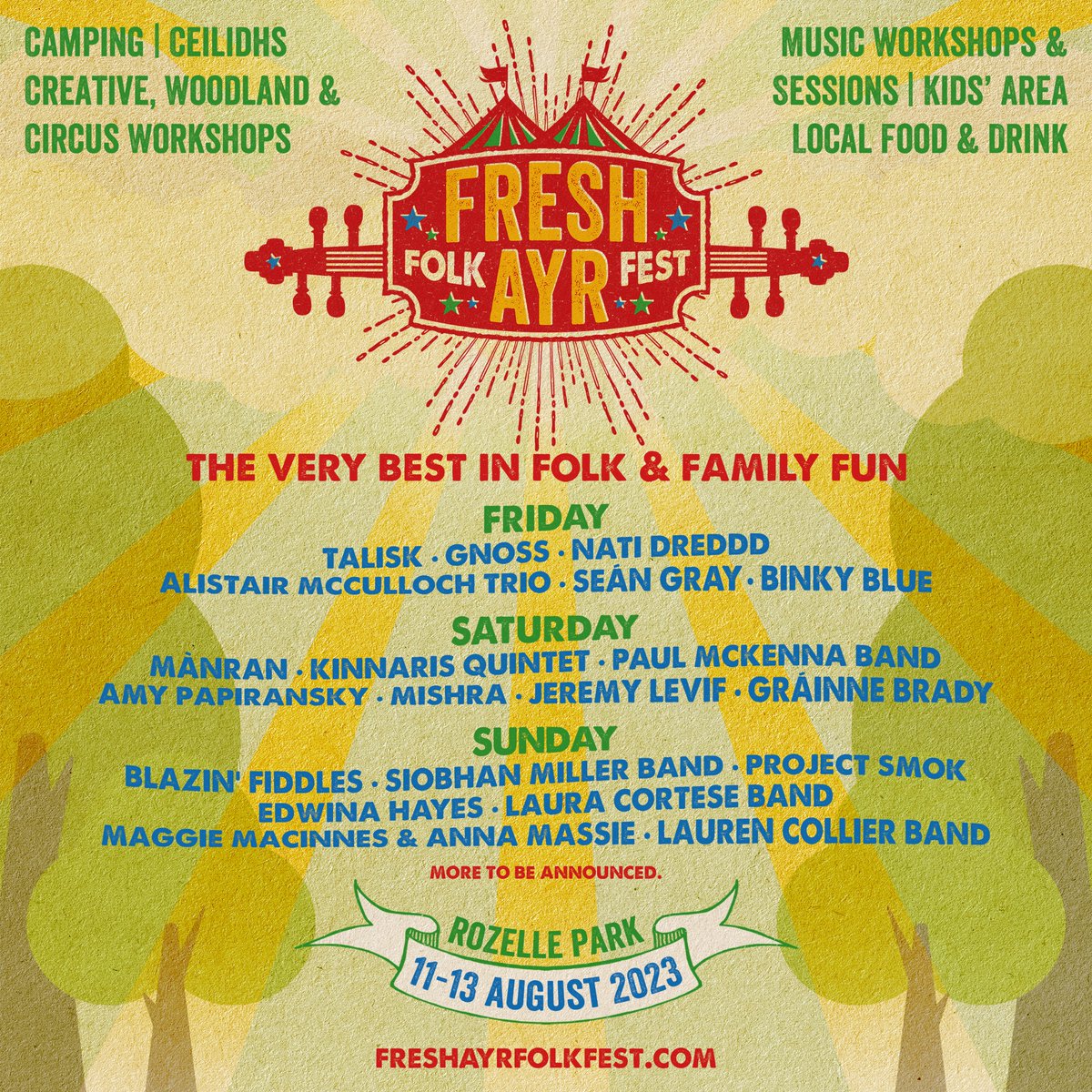 Who's playing #FreshAyr when... 🙌 🎶

It's shaping up to be unbelievable weekend! – freshayrfolkfest.com