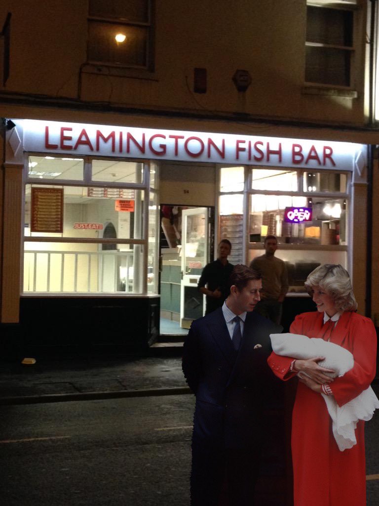 LeamFishBar's tweet photo. @MorleysChicken Nice try lads. We were first to have Charles way back when he came to visit with Lady Di. From memory he won 4 quid on the fruity, joked it would be going straight on Romford Dogs and finished off with our famous lamb doner and chips (pictured). Glad to have him as our King https://t.co/SMHt2x3RwB
