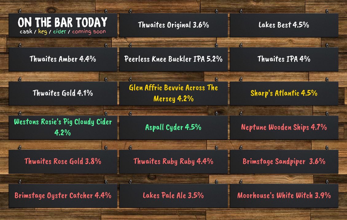 THE WEEKEND IS HERE 🙌 

You did it everyone! Here’s your starting line up for this weekend - some great beers here!

Beer Board: goo.gl/WmQxC5

<a href="/ThwaitesBrewery/">ThwaitesBeerandPubs</a> <a href="/lakesbrewco/">Lakes Brew Co</a> @peerlessbrewing <a href="/BrimstageBeer/">Brimstage Brewery</a> <a href="/GlenAffricBrew/">Glen Affric Brewery</a> <a href="/neptunebrewery/">Neptune Brewery</a>
#RealAleFinder