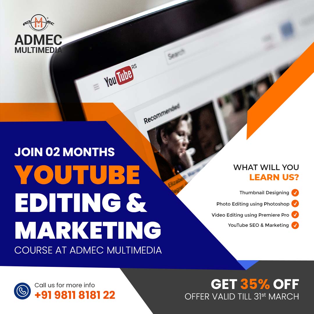 admecinstitute's tweet photo. Get a helping hand in shaping your career as a #YouTube marketer with #YouTubevideoeditingcourse offered by ADMEC Multimedia. Under the training of #videoeditingforYouTube you will enhance your learning about #YouTube
Check the details: https://t.co/hob2Sm2F1Z
#videoediting https://t.co/npFp6FyUXP
