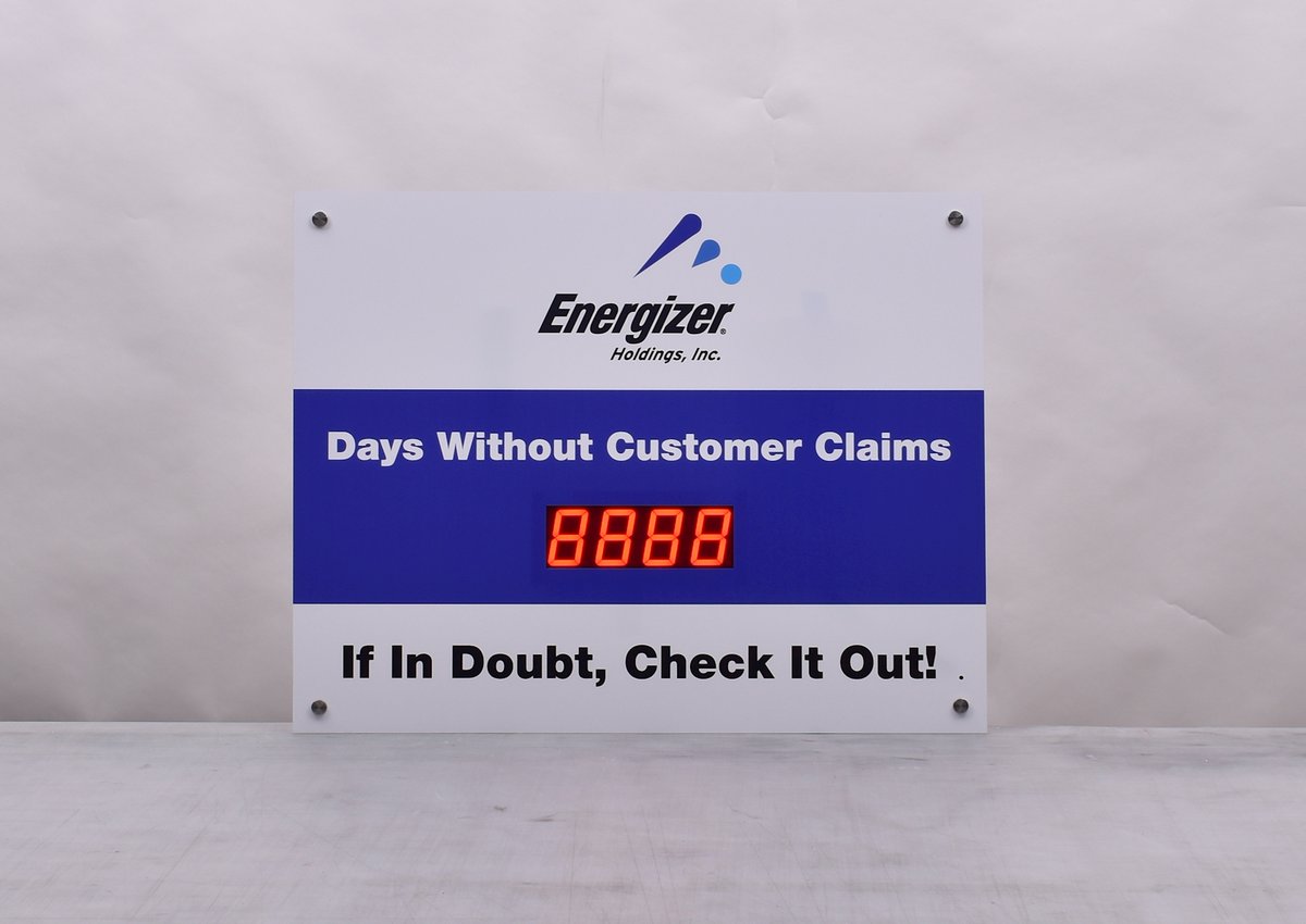 CousignLLC's tweet photo. Check out how Energizer is tracking days without customer claims. If in doubt, check it out! @Energizer  #cousign #customsign #digitalsignage #qualitysign https://t.co/5yMOdVTzG0