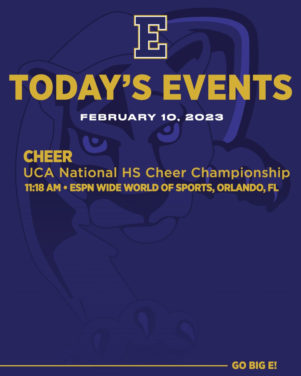 etownathletics's tweet photo. Good luck to our cheerleaders today as they compete at the UCA National High School Cheer Championship!  Their morning performance can be watched online at: https://t.co/zXve2Mcvgn https://t.co/EEXJkdaTAF