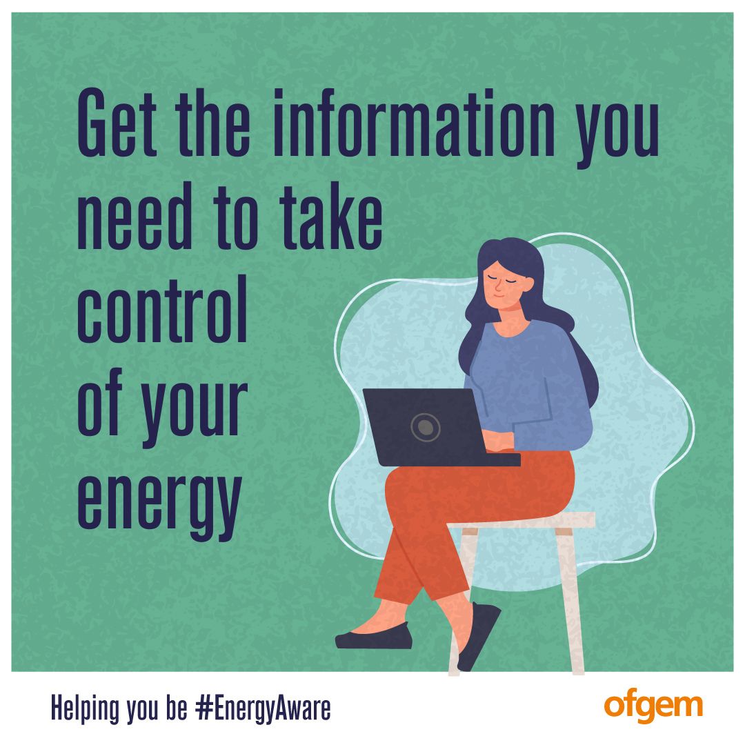 ofgem's tweet photo. We want to ensure you have the information you need to take control of your energy.

For ideas to reduce what you use and pay for, from small day-to-day actions to more extensive home improvements, visit https://t.co/SPY9NgqA3s

It pays to be #EnergyAware. https://t.co/n7DNR7vbLl