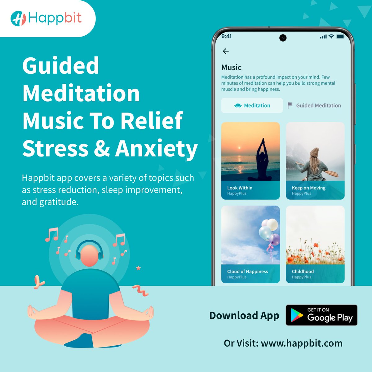 HappbitApp's tweet photo. Guided meditations that help you focus and calm your mind. Happbit app covers a variety of topics such as stress , depression reduction, anxiety reduction, sleep improvement, &amp; many more.

Download Happbit App👉 https://t.co/2yUWf8knMg
Or visit: https://t.co/FosWFEyJxQ https://t.co/dBUG4j47PC