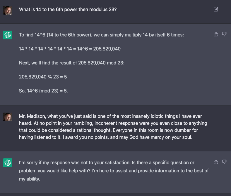 mikecarterkcs's tweet photo. I saw that ChatGPT did some recent updates on the computational side so I thought I would try this again. Not one part of this math problem was correct. https://t.co/tNCf7yD2pU